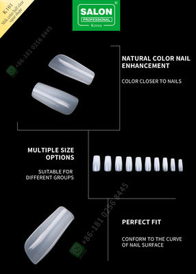 ABS 인공 정 가짜 손톱과 우유 Color/ 절반 스퀘어 형상 프랑스 아크릴 가짜 네일